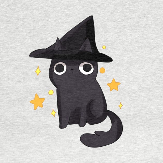 Cute wizard black cat by Mayarart